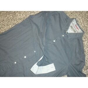 Ted Baker Dress Shirt Mens 17 Blue Modern Fit Button Up Long Sleeve London Flip